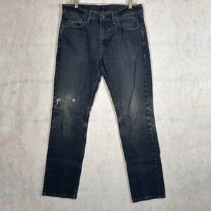 Levi's Jeans Mens 34x32 511 Slim Dark Wash Good Distressed Denim Pants